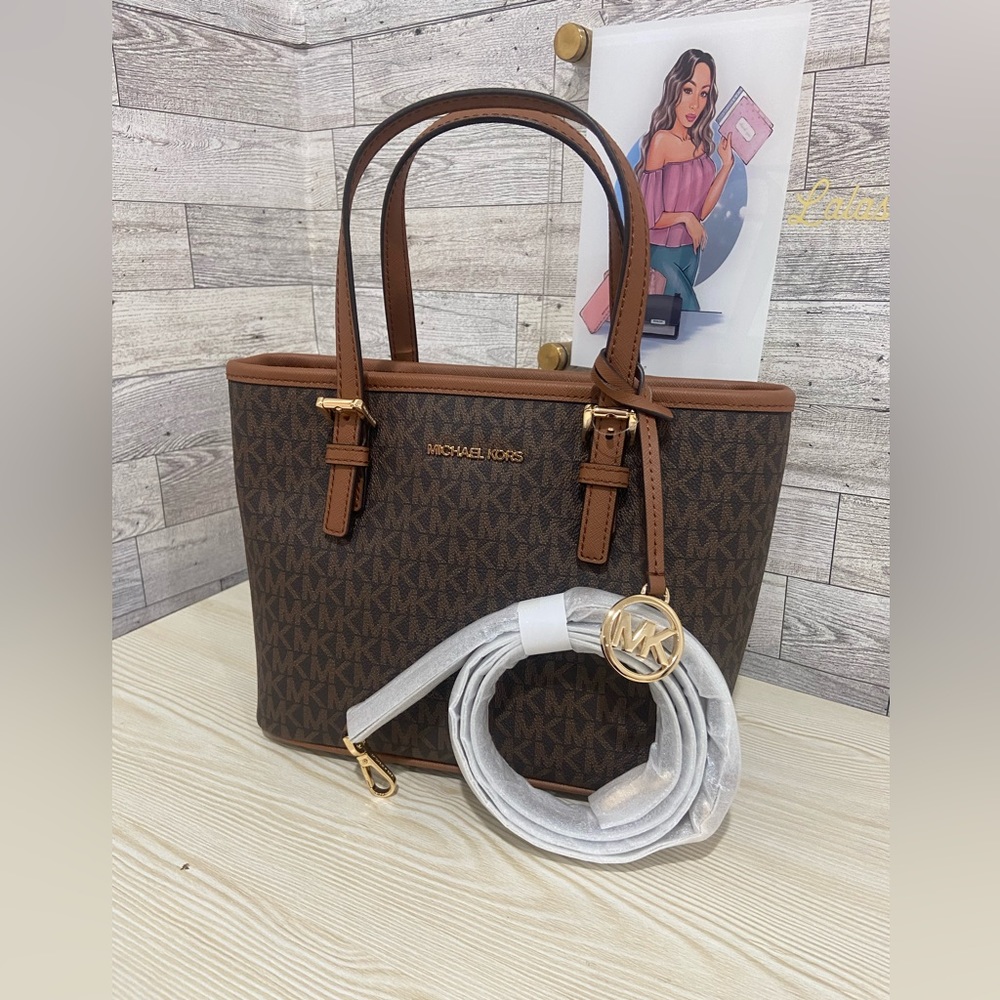 Michael Kors Brown Jet Set XS Carryall Tote - Picture 2 of 12
